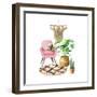 Cozy Room Interior with Arm-Chair, Carpet, Pillow, Monstera in Straw Basket, Macramé and Cactus. Co-natnatnat-Framed Art Print