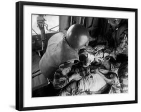 Cpl. James Farley and Pfc. Wayne Hoilien Bandaging Sgt. Billie Owens' Shoulder, Yankee Papa 13-Larry Burrows-Framed Photographic Print