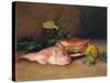 Crab and Red Mullet-Jules Ernest Renoux-Stretched Canvas