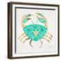 Crab in Gold and Turquoise-Cat Coquillette-Framed Giclee Print