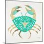 Crab in Gold and Turquoise-Cat Coquillette-Mounted Giclee Print