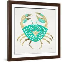 Crab in Gold and Turquoise-Cat Coquillette-Framed Giclee Print