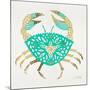 Crab in Gold and Turquoise-Cat Coquillette-Mounted Giclee Print