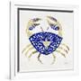 Crab in Navy and Gold-Cat Coquillette-Framed Giclee Print