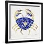 Crab in Navy and Gold-Cat Coquillette-Framed Giclee Print