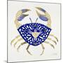 Crab in Navy and Gold-Cat Coquillette-Mounted Giclee Print