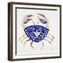 Crab in Navy and Gold-Cat Coquillette-Framed Giclee Print