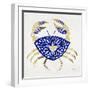 Crab in Navy and Gold-Cat Coquillette-Framed Giclee Print