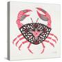 Crab in Pink and Grey-Cat Coquillette-Stretched Canvas