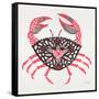 Crab in Pink and Grey-Cat Coquillette-Framed Stretched Canvas