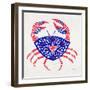 Crab in Red and Navy-Cat Coquillette-Framed Giclee Print