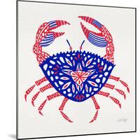 Crab in Red and Navy-Cat Coquillette-Mounted Giclee Print