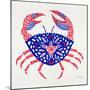 Crab in Red and Navy-Cat Coquillette-Mounted Giclee Print