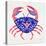 Crab in Red and Navy-Cat Coquillette-Stretched Canvas