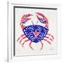 Crab in Red and Navy-Cat Coquillette-Framed Giclee Print