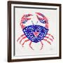 Crab in Red and Navy-Cat Coquillette-Framed Giclee Print