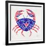 Crab in Red and Navy-Cat Coquillette-Framed Giclee Print