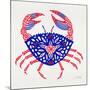 Crab in Red and Navy-Cat Coquillette-Mounted Giclee Print