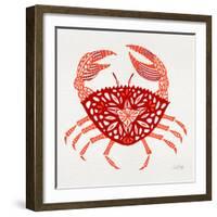 Crab in Red-Cat Coquillette-Framed Giclee Print