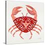 Crab in Red-Cat Coquillette-Stretched Canvas