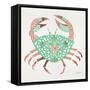 Crab in Rose Gold and Mint-Cat Coquillette-Framed Stretched Canvas