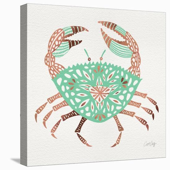 Crab in Rose Gold and Mint-Cat Coquillette-Stretched Canvas