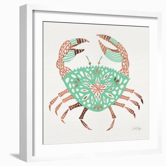 Crab in Rose Gold and Mint-Cat Coquillette-Framed Giclee Print