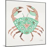 Crab in Rose Gold and Mint-Cat Coquillette-Mounted Giclee Print