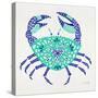 Crab in Turquoise and Navy-Cat Coquillette-Stretched Canvas