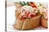 Crab Meat with Toast, Sauce and Fresh Herbs, Close-Up-Kondor83-Stretched Canvas