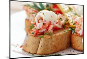 Crab Meat with Toast, Sauce and Fresh Herbs, Close-Up-Kondor83-Mounted Photographic Print