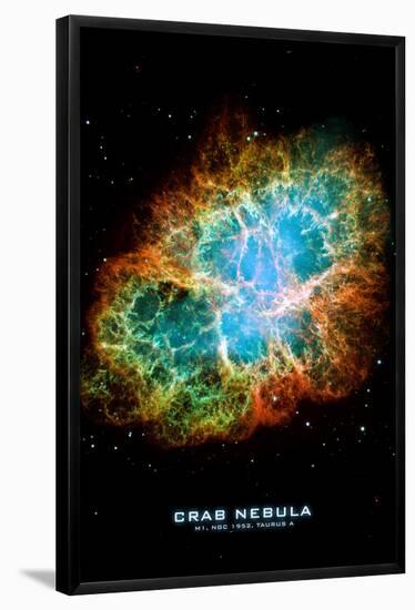 Crab Nebula Text Space Photo-null-Framed Poster