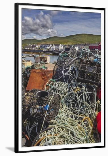 Crab pots piled up on the wharf at Portmagee, Skelligs Ring, Ring of Kerry, County Kerry, Munster, -Nigel Hicks-Framed Premium Photographic Print