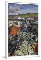 Crab pots piled up on the wharf at Portmagee, Skelligs Ring, Ring of Kerry, County Kerry, Munster, -Nigel Hicks-Framed Premium Photographic Print