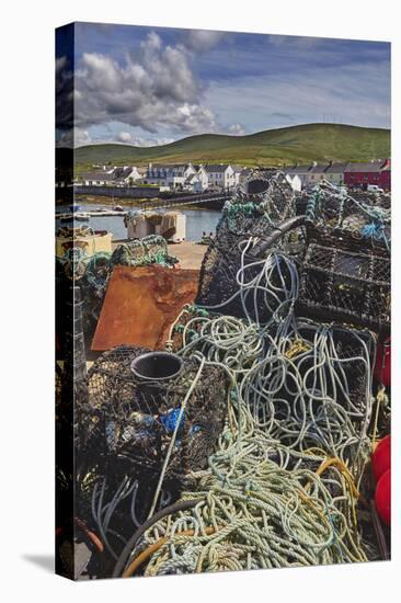 Crab pots piled up on the wharf at Portmagee, Skelligs Ring, Ring of Kerry, County Kerry, Munster, -Nigel Hicks-Stretched Canvas