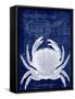 Crab Prohibition Crab On Blue-Fab Funky-Framed Stretched Canvas