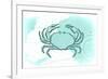 Crab - Teal - Coastal Icon-Lantern Press-Framed Premium Giclee Print