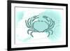 Crab - Teal - Coastal Icon-Lantern Press-Framed Premium Giclee Print