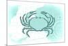 Crab - Teal - Coastal Icon-Lantern Press-Mounted Premium Giclee Print