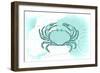 Crab - Teal - Coastal Icon-Lantern Press-Framed Art Print