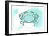 Crab - Teal - Coastal Icon-Lantern Press-Framed Art Print