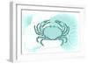 Crab - Teal - Coastal Icon-Lantern Press-Framed Art Print