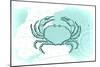 Crab - Teal - Coastal Icon-Lantern Press-Mounted Art Print