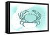 Crab - Teal - Coastal Icon-Lantern Press-Framed Stretched Canvas