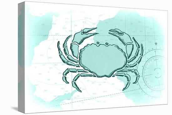 Crab - Teal - Coastal Icon-Lantern Press-Stretched Canvas