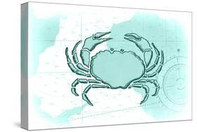 Crab - Teal - Coastal Icon-Lantern Press-Stretched Canvas