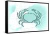Crab - Teal - Coastal Icon-Lantern Press-Framed Stretched Canvas