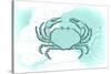 Crab - Teal - Coastal Icon-Lantern Press-Stretched Canvas