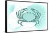 Crab - Teal - Coastal Icon-Lantern Press-Framed Stretched Canvas