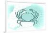 Crab - Teal - Coastal Icon-Lantern Press-Framed Art Print